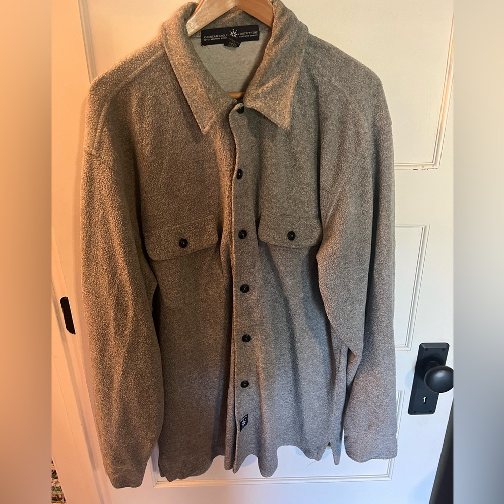 American Eagle Outfitters Grey Fleece Shacket